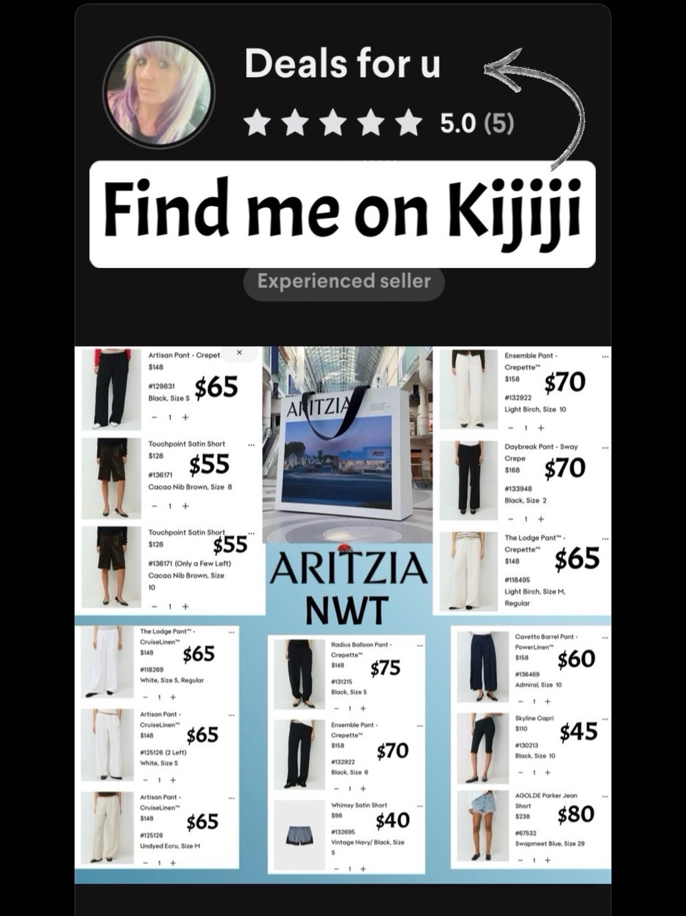 NWT Aritzia apparel